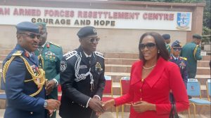 AIG Olohundare Moshood Jimoh in a handshake with EMPRETEC Nigeria Foundation Country Representative, Dr Mrs Onari Duke and AVM Nnaemeka Ignatius Ilo